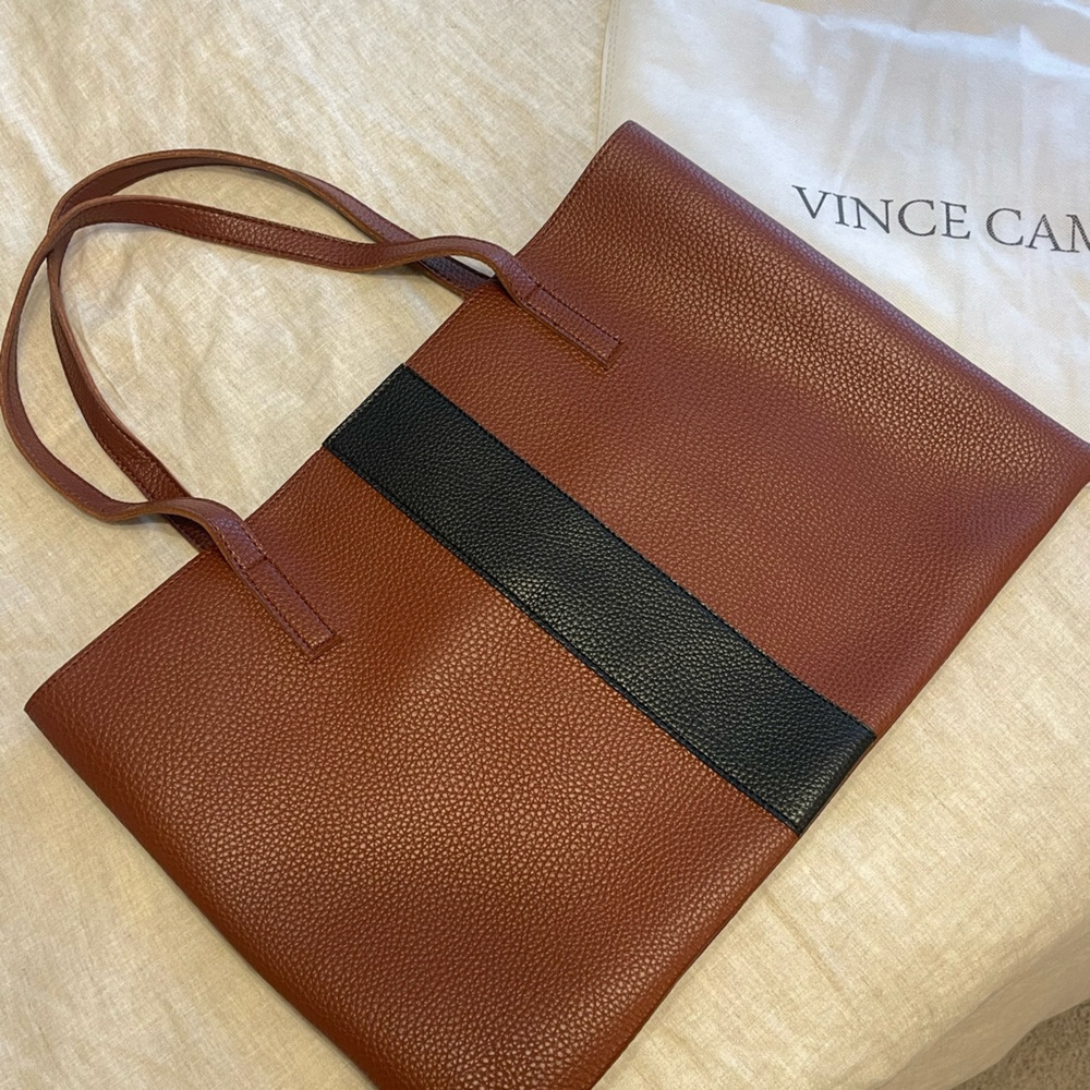 Vince Camuto brown and black  Leather laptop  Tote